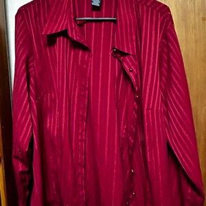 East 5th Red Striped Satin Button-Up Shirt